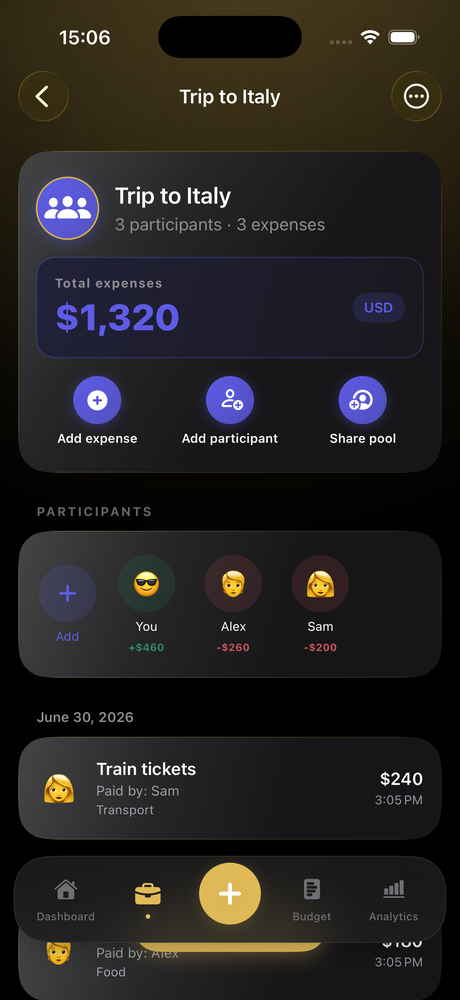 BeWealthy shared expense pool