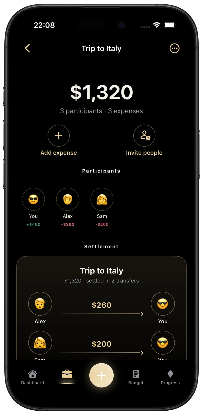 Shared expenses, settled